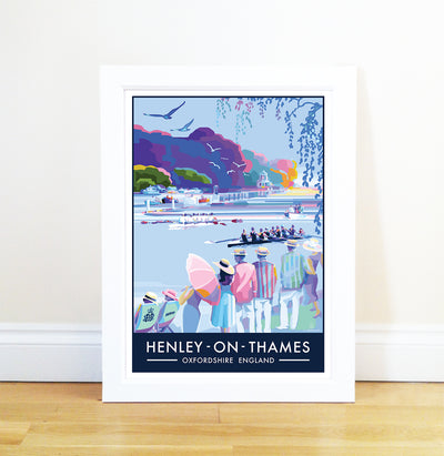 Henley-On-Thames travel poster and seaside print by Becky Bettesworth. Commission for Henley Royal Regatta 2023