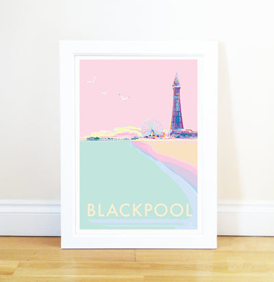 Blackpool travel poster and seaside print by Becky Bettesworth
