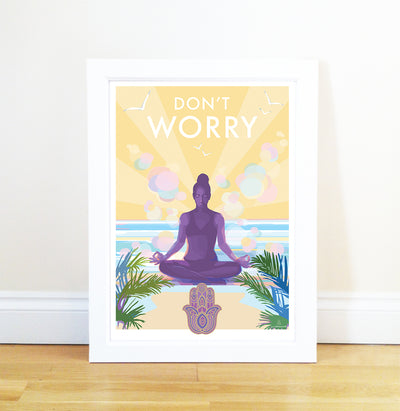 Don't Worry - Travel Poster and Seaside Print by Becky Bettesworth