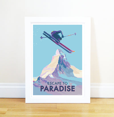 Escape to Paradise - Travel Poster and Seaside Print by Becky Bettesworth