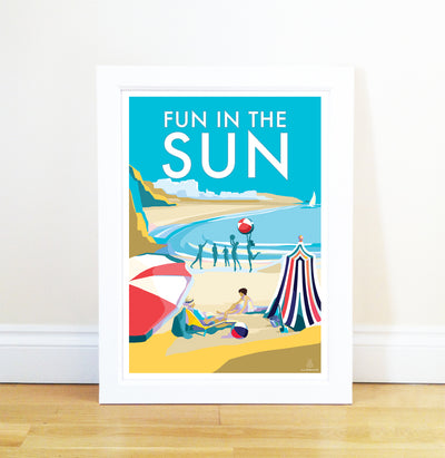 Fun in the Sun vintage style retro quote poster by Becky Bettesworth