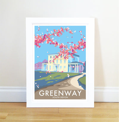 Greenway House travel poster and seaside print by Becky Bettesworth