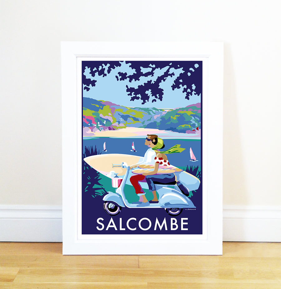 Scooter Becky Bettesworth Vintage Travel Poster and Seaside