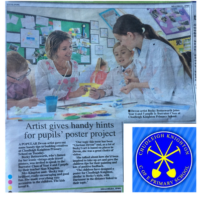 BECKY VISITS CHUDLEIGH KNIGHTON SCHOOL ART PROJECT