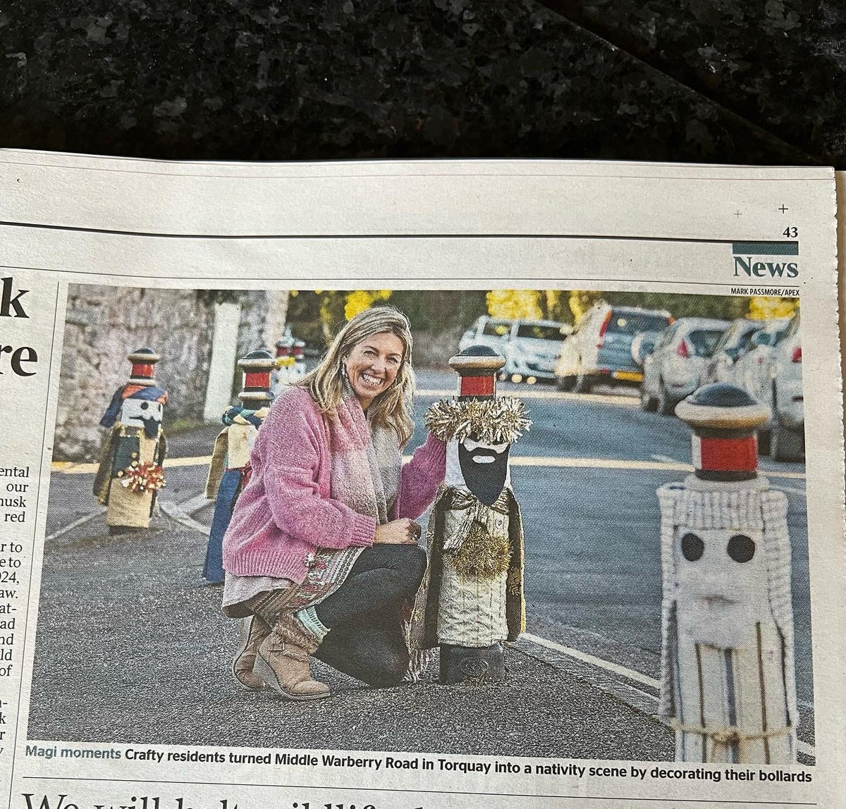 Becky Bettesworth Devon Artist's Nativity Bollards hit the National Press!