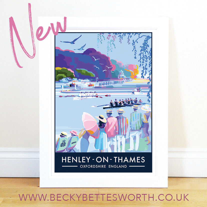 Henley Royal Regatta poster by award winning artist Becky Bettesworth 