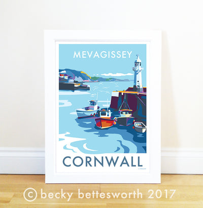 Beautiful New Mevagissey Travel Poster and Print