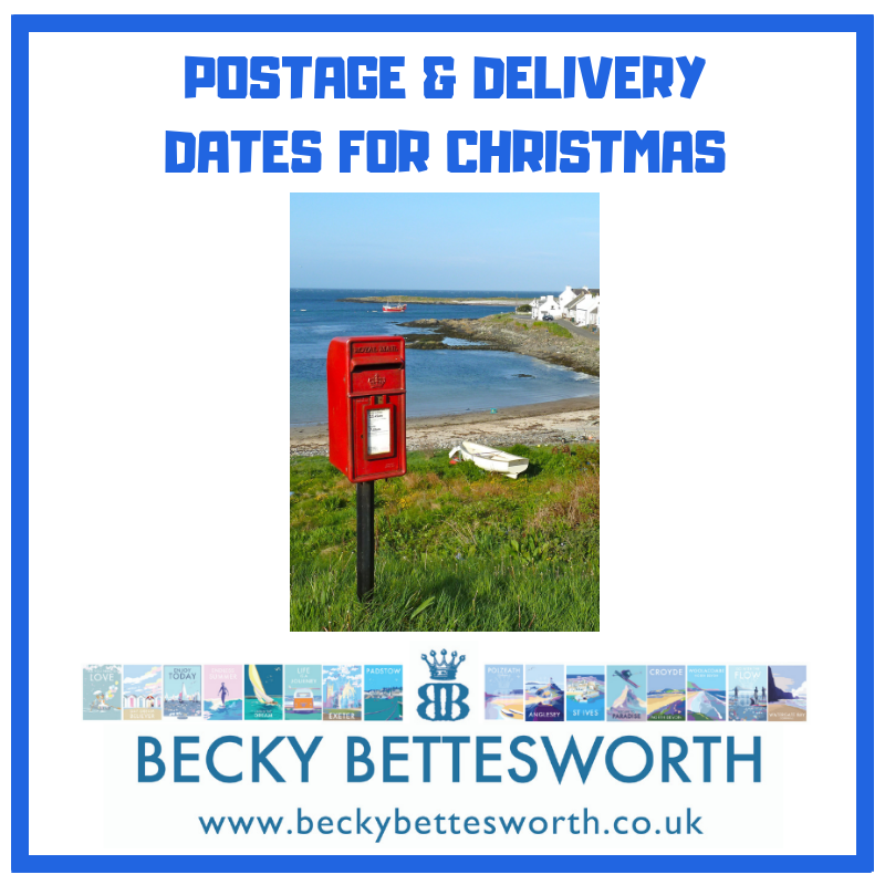 DELIVERY/POSTAGE DATES FOR CHRISTMAS