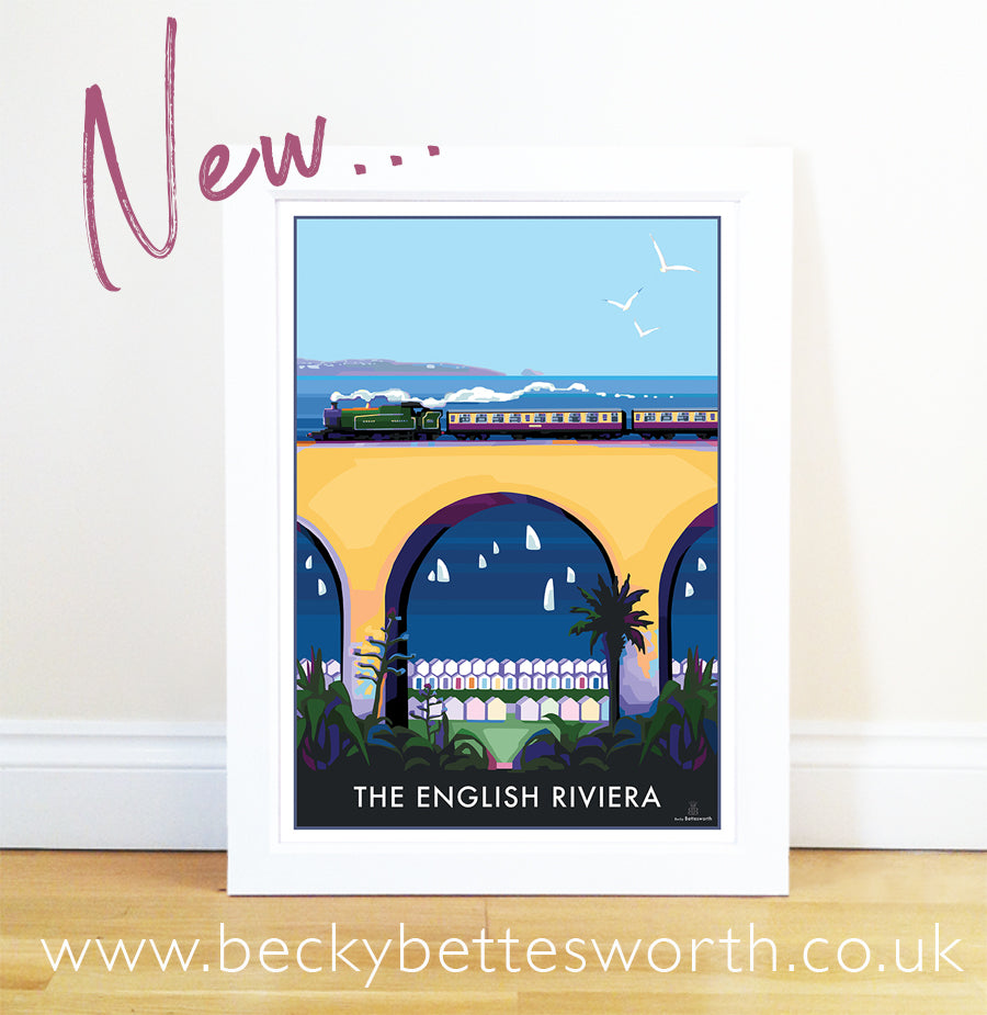 NEW NEW NEW The English Riviera - Steam Train Travel Print and Poster