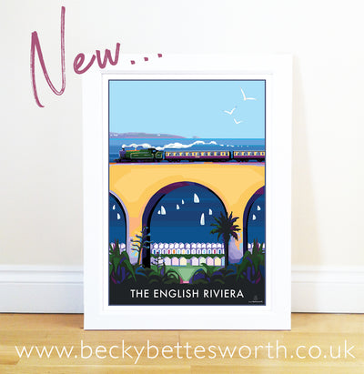NEW NEW NEW The English Riviera - Steam Train Travel Print and Poster