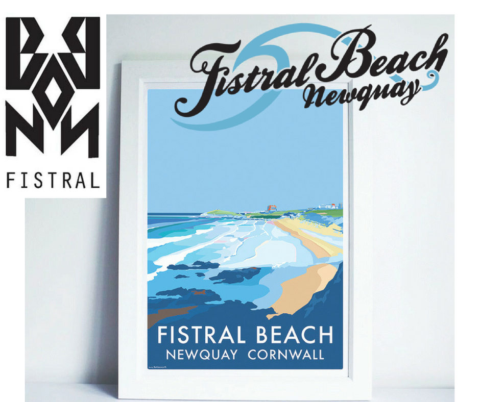 Fistral Beach travel print and poster