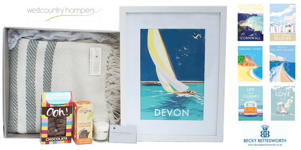 Westcountry Hampers showcases Becky's framed prints in their Homewares Hamper