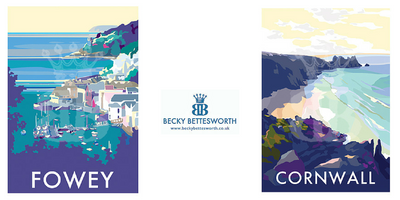 Becky adds 2 new posters of Fowey and Cornwall Beach to her collection