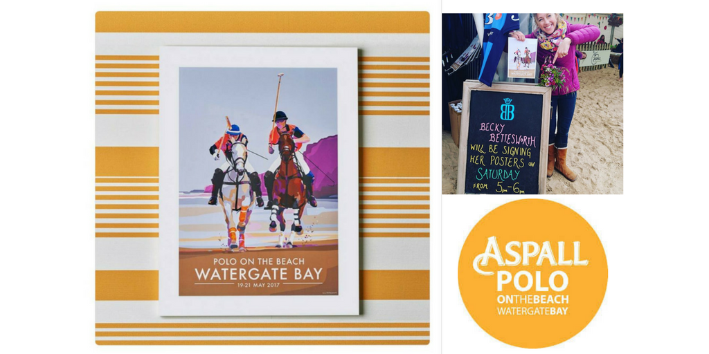 Becky Signs Posters at Watergate Bay Polo on the Beach