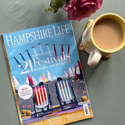 Becky Bettesworth Happy and Glorious artwork on the front cover of Hampshire Life magazine