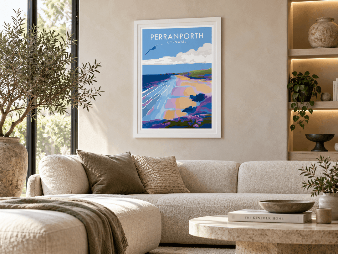 cornwall print in coastal house