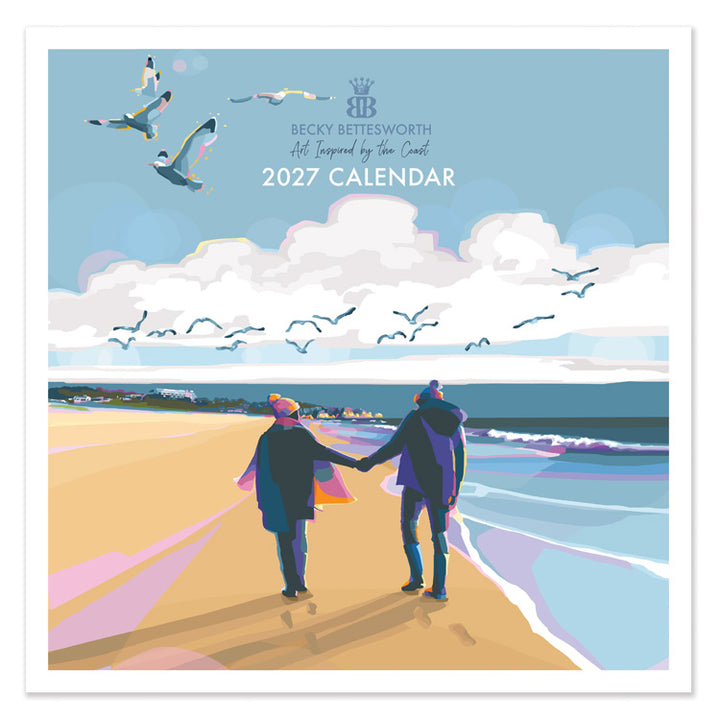 Becky Bettesworth 2027 Square Wall Calendar featuring vintage-inspired coastal artwork