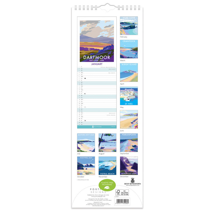 Becky Bettesworth 2027 Slim Wall Calendar with coastal artwork by Becky Bettesworth