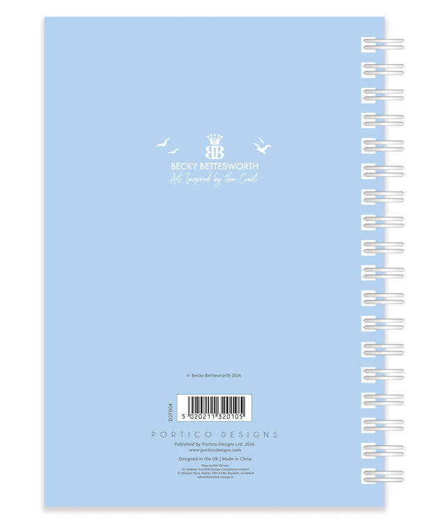 Becky Bettesworth 2027 A5 Wiro Diary with coastal artwork and spiral binding
