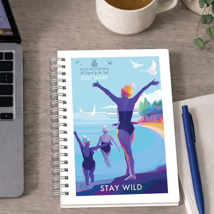 Becky Bettesworth 2027 A5 Wiro Diary with coastal artwork and spiral binding