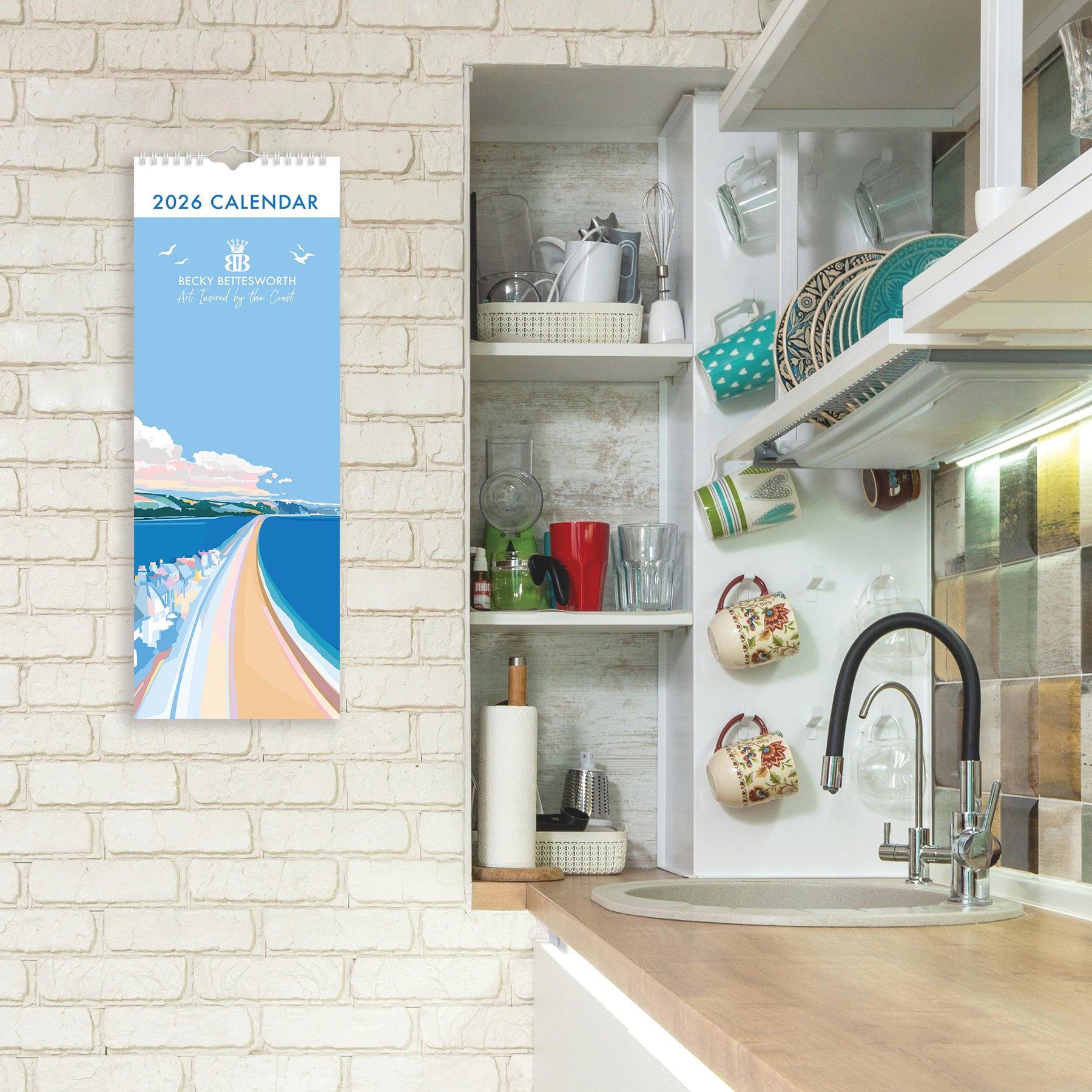 2026 Seaside Art Slim Line Calendar Becky Bettesworth BeckyBettesworth