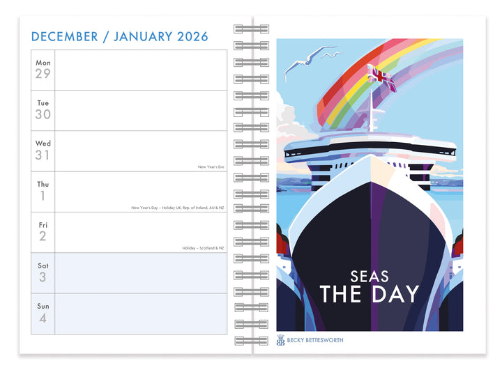 Calendrier Mural Carré 2026 Becky Bettesworth - Format 30,5 X 30,5 Cm - Pages Mensuelles Avec Notes - Inclut 2027 Et Jours Fériés