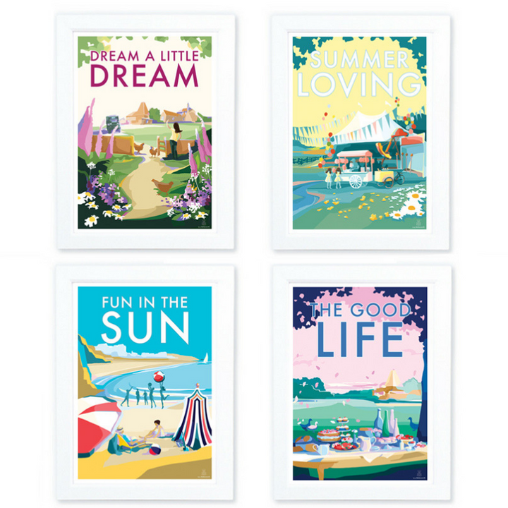 Fun in the Sun vintage style retro quote poster by Becky Bettesworth