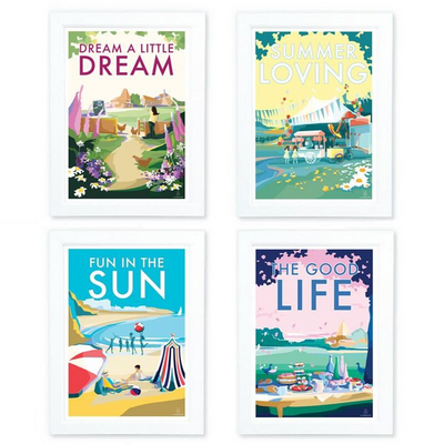 Quintessentially English Collection Set of Four A4 Prints by Becky Bettesworth