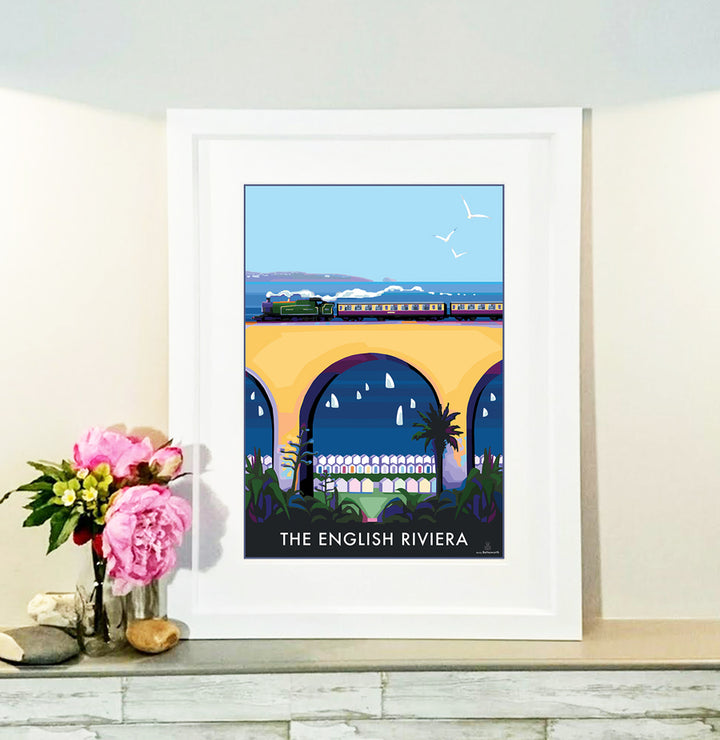 The English Riviera - Steam Train Travel Print and Poster by Devon Artist Becky Bettesworth