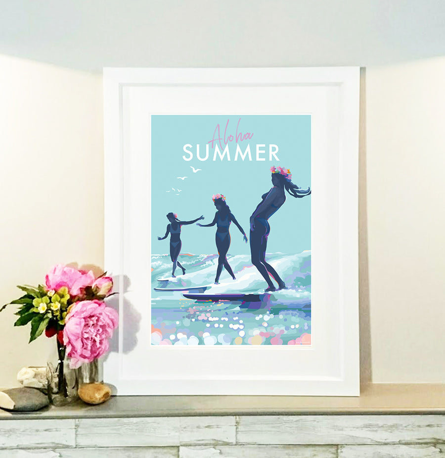 Aloha Summer Becky Bettesworth Vintage Quote Poster and Seaside Print