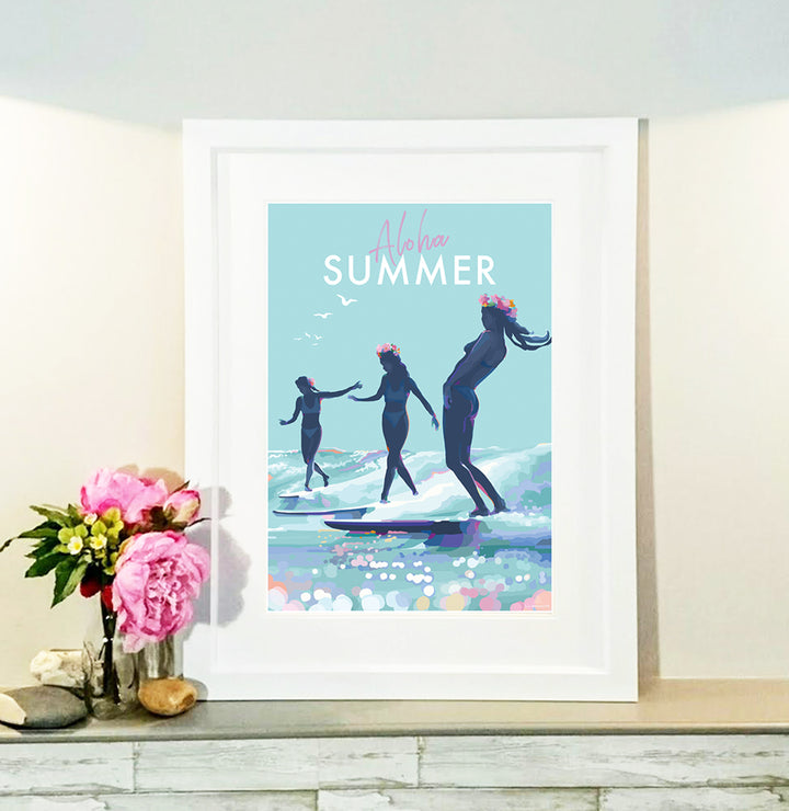 Aloha Summer Becky Bettesworth Vintage Quote Poster and Seaside Print