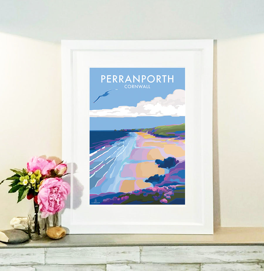 Perranporth - Becky Bettesworth Artwork - Travel Poster and Seaside Print