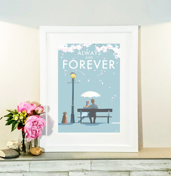 Always and Forever by Becky Bettesworth Vintage Style Travel Poster Seaside Print and Quote Poster