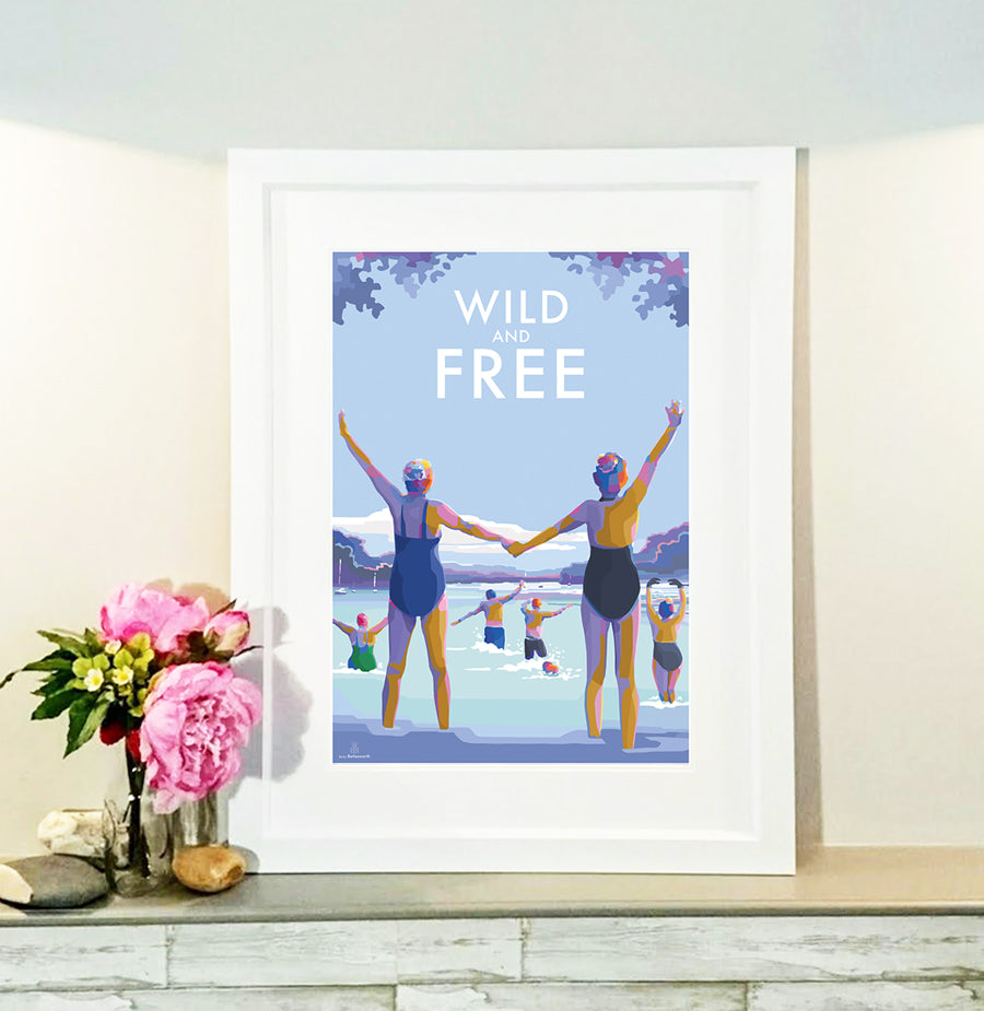 Wild and Free Becky Bettesworth Vintage Style Quote Travel Poster and Seaside Print 