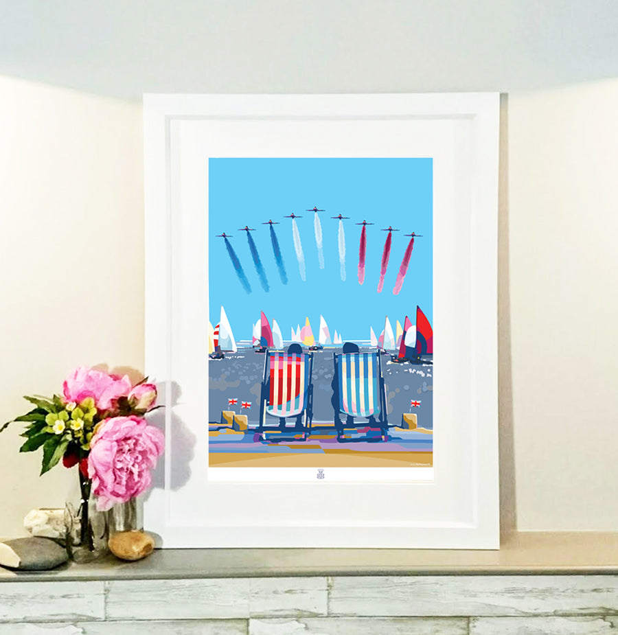 Happy and Glorious - Red Arrows print and poster by Becky Bettesworth. Jubilee Seaside poster.