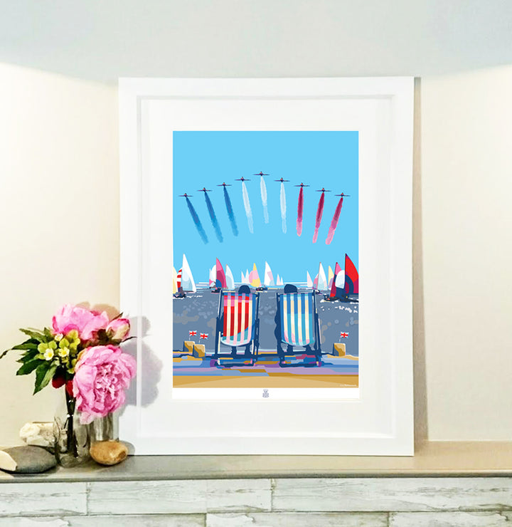 Happy and Glorious - Red Arrows print and poster by Becky Bettesworth. Jubilee Seaside poster.