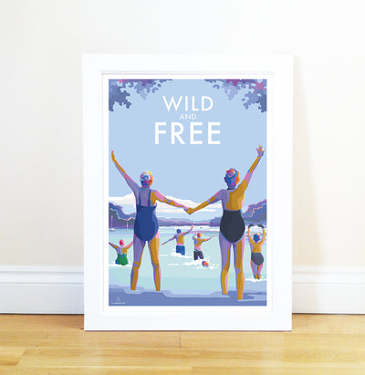 Wild and Free Becky Bettesworth Vintage Style Quote Travel Poster and Seaside Print 