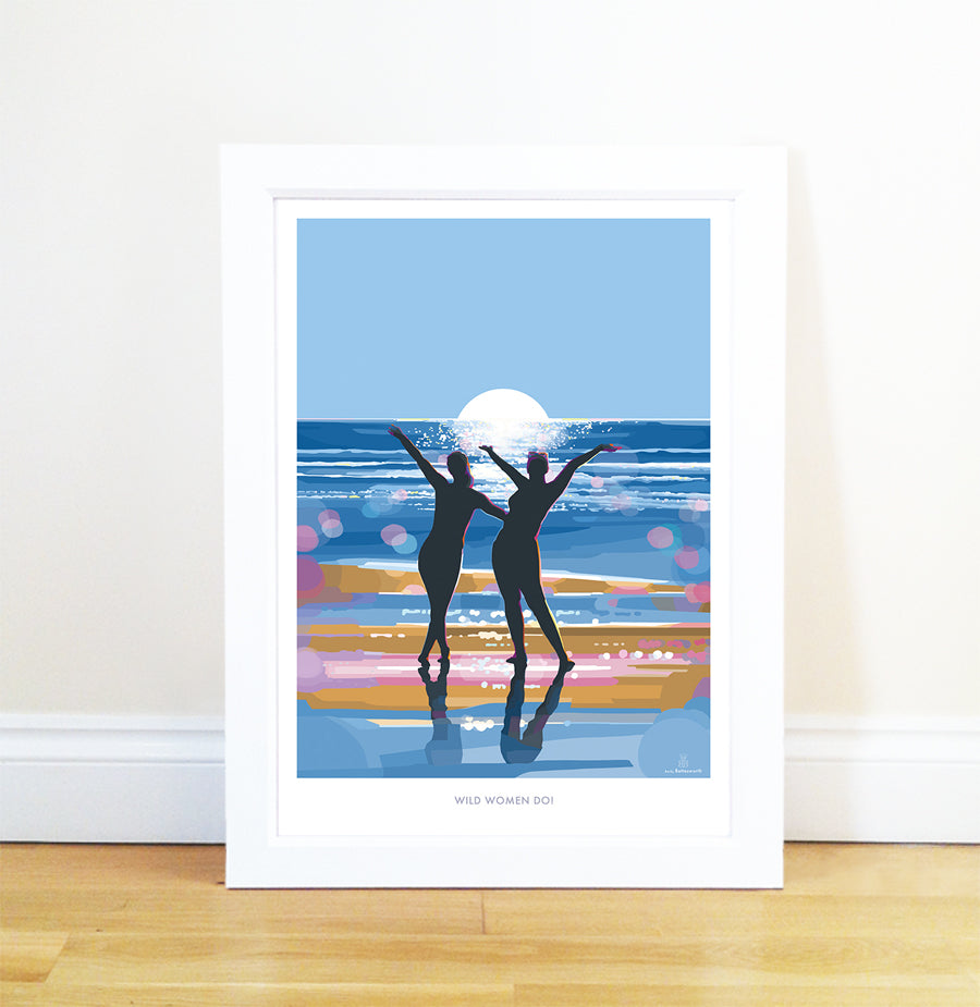 Wild Women Do! Wild Swimming Seaside Poster Art by Becky Bettesworth