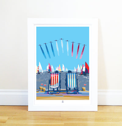 Happy and Glorious - Red Arrows print and poster by Becky Bettesworth. Jubilee Seaside poster.