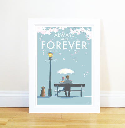Always and Forever by Becky Bettesworth Vintage Style Travel Poster Seaside Print and Quote Poster