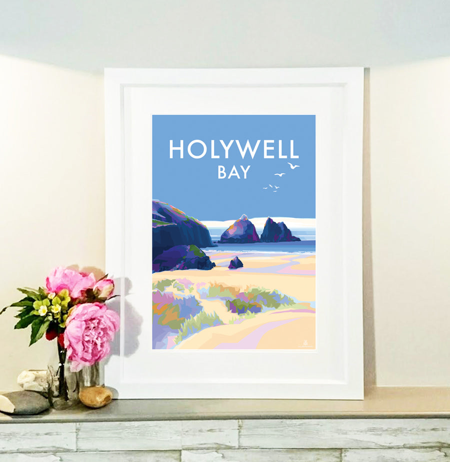 Holywell Bay - Becky Bettesworth Artwork - Travel Poster and Seaside Print