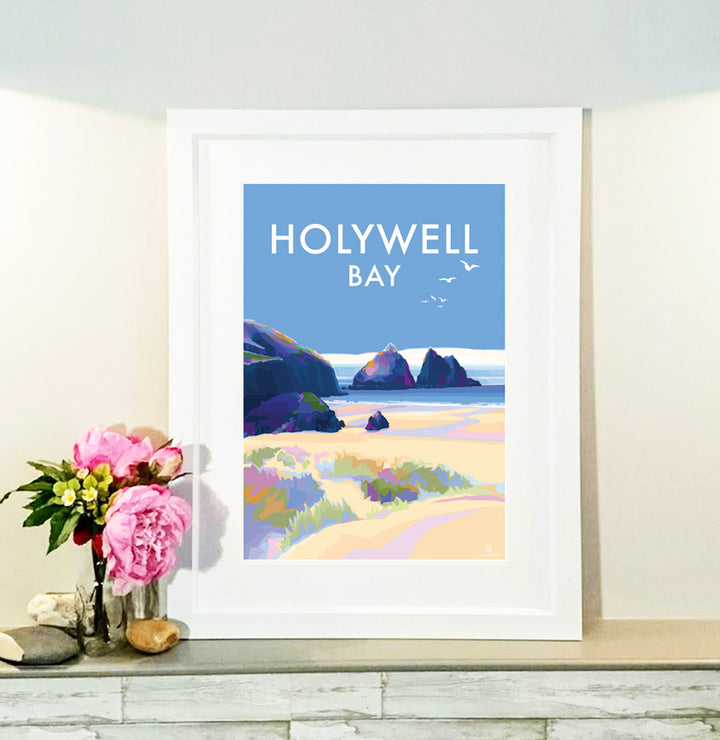 Holywell Bay - Becky Bettesworth Artwork - Travel Poster and Seaside Print