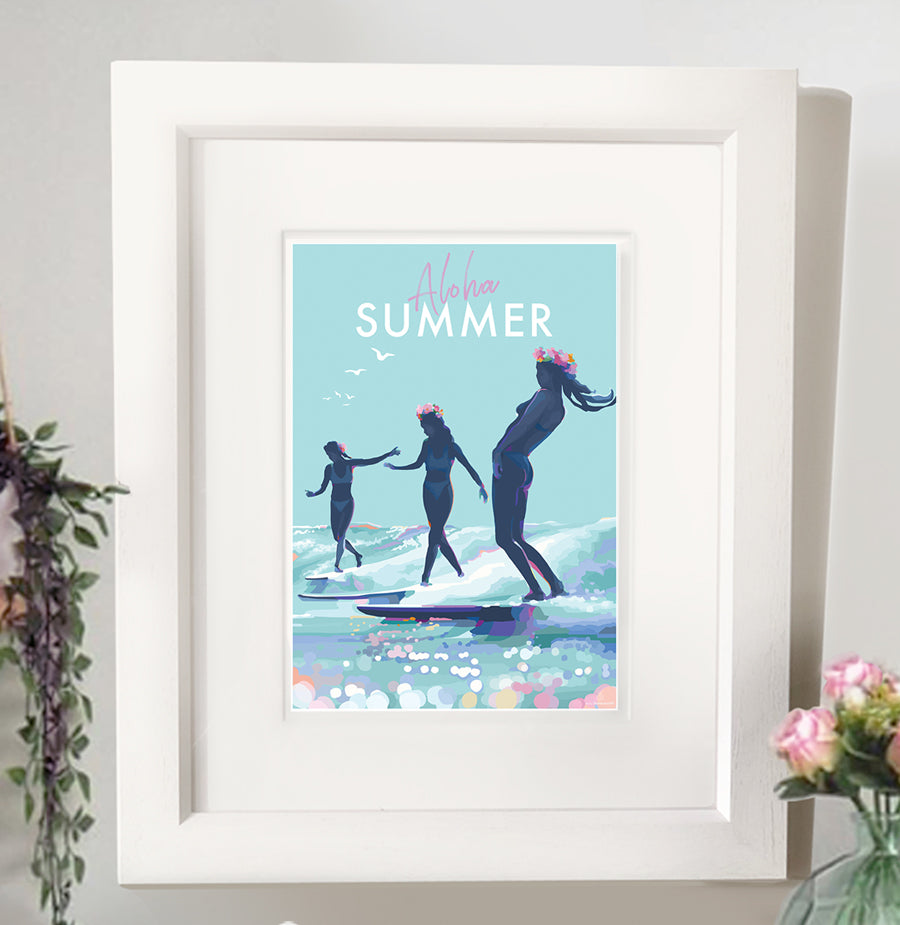Aloha Summer Becky Bettesworth Vintage Quote Poster and Seaside Print