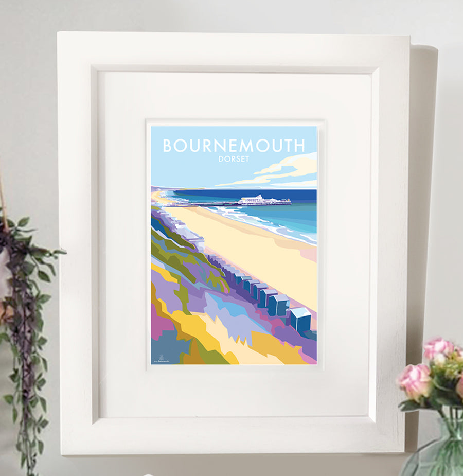 Bournemouth - Travel Poster and Seaside Print by Becky Bettesworth