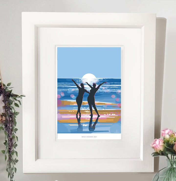 Wild Women Do! Wild Swimming Seaside Poster Art by Becky Bettesworth