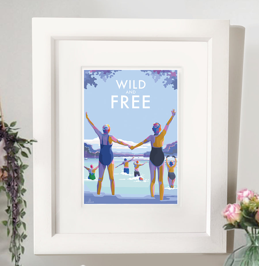 Wild and Free Becky Bettesworth Vintage Style Quote Travel Poster and Seaside Print 