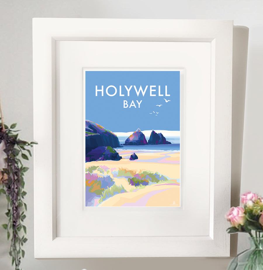 Holywell Bay - Becky Bettesworth Artwork - Travel Poster and Seaside Print