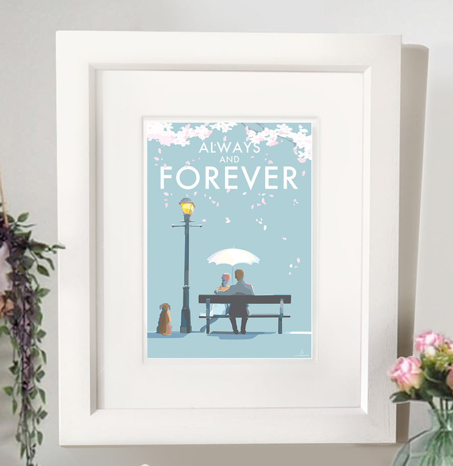 Always and Forever by Becky Bettesworth Vintage Style Travel Poster Seaside Print and Quote Poster