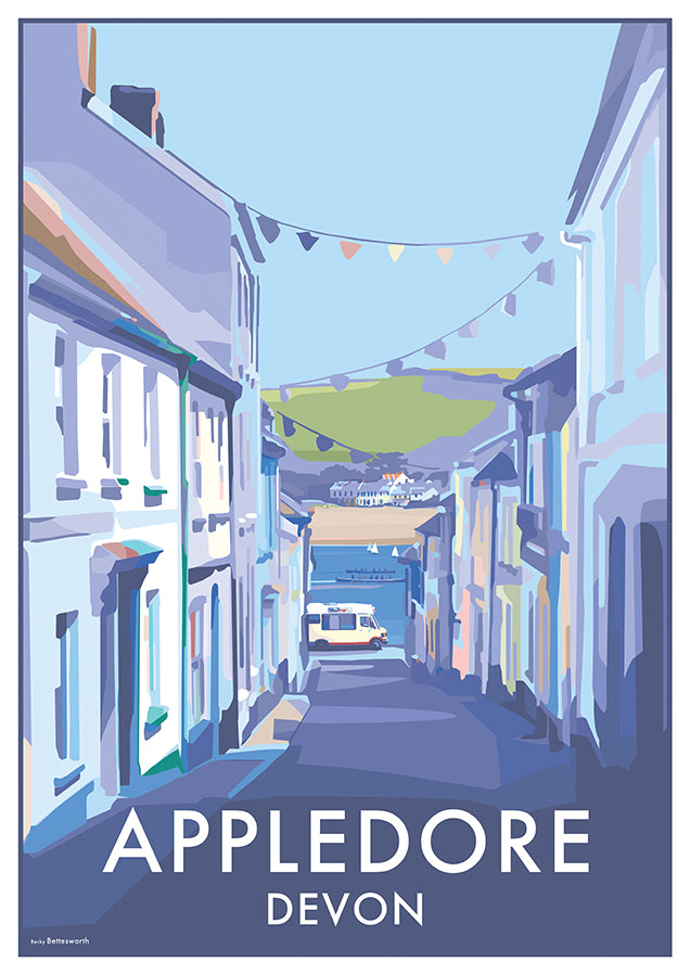 Appledore Travel Seaside Print by Becky Bettesworth