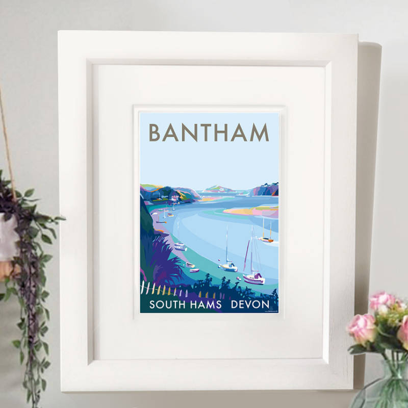 Bantham River travel poster and seaside print by Becky Bettesworth